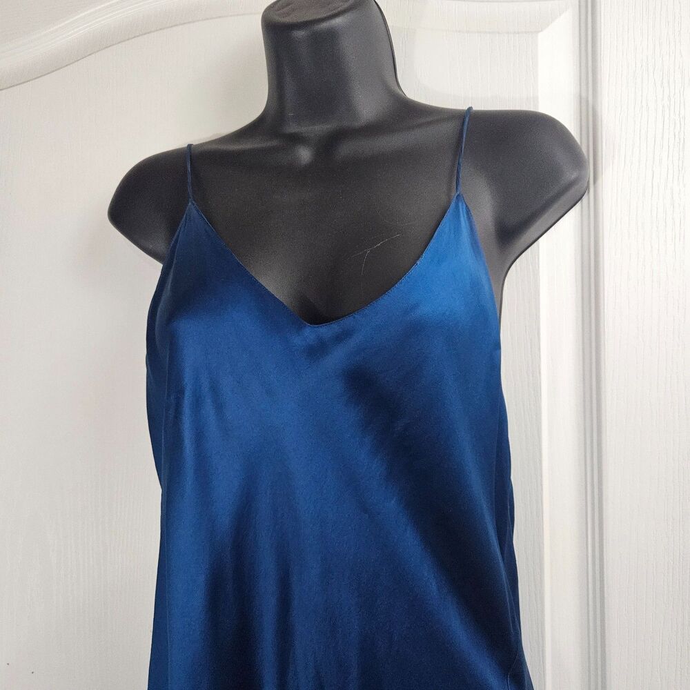 VTG Gold Label VS Silk Maxi Slip Dress Nightgown in Rich Royal Blue Sz L
